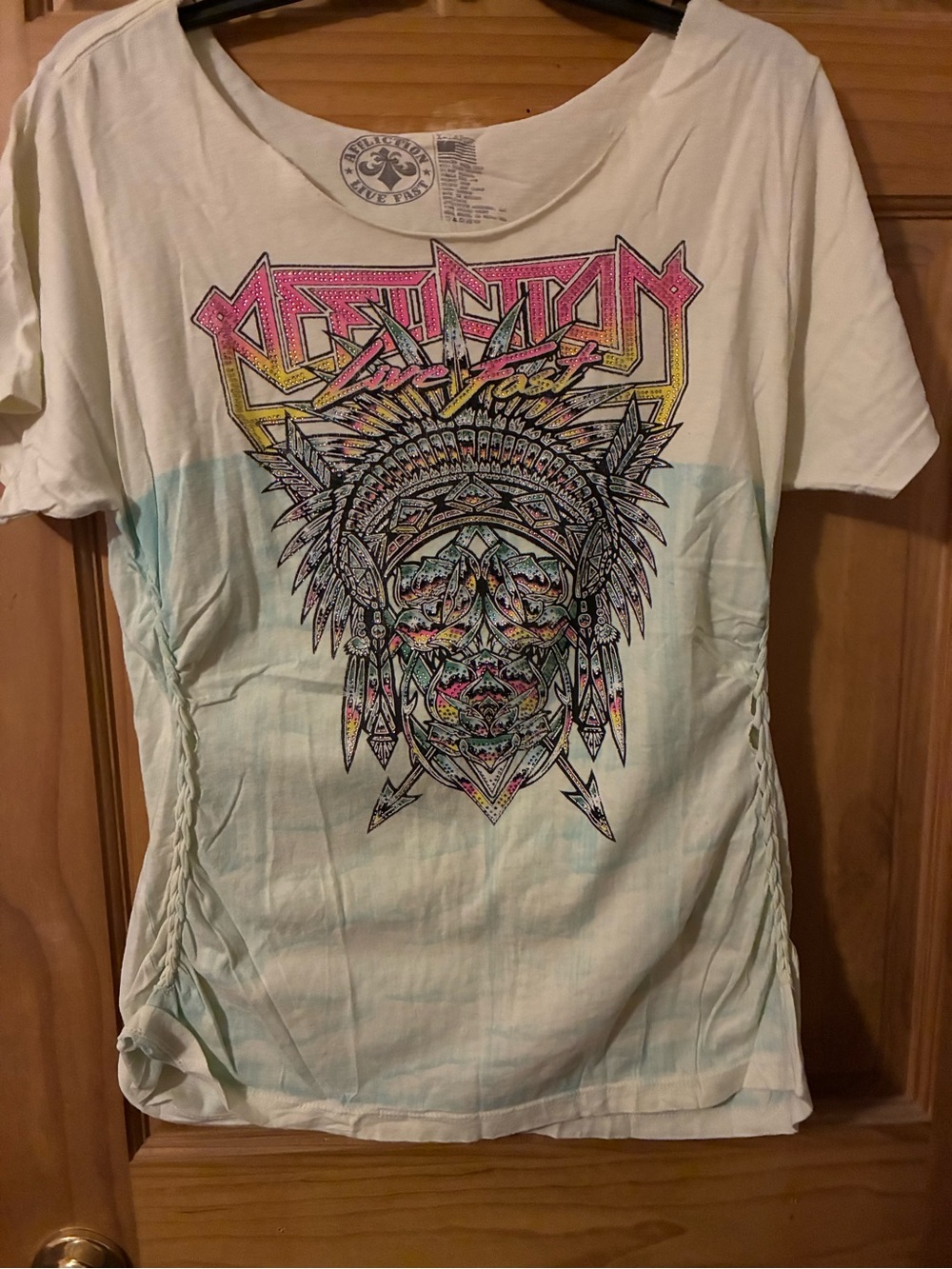 Affliction Women's Graphic Tee with Neon Accents